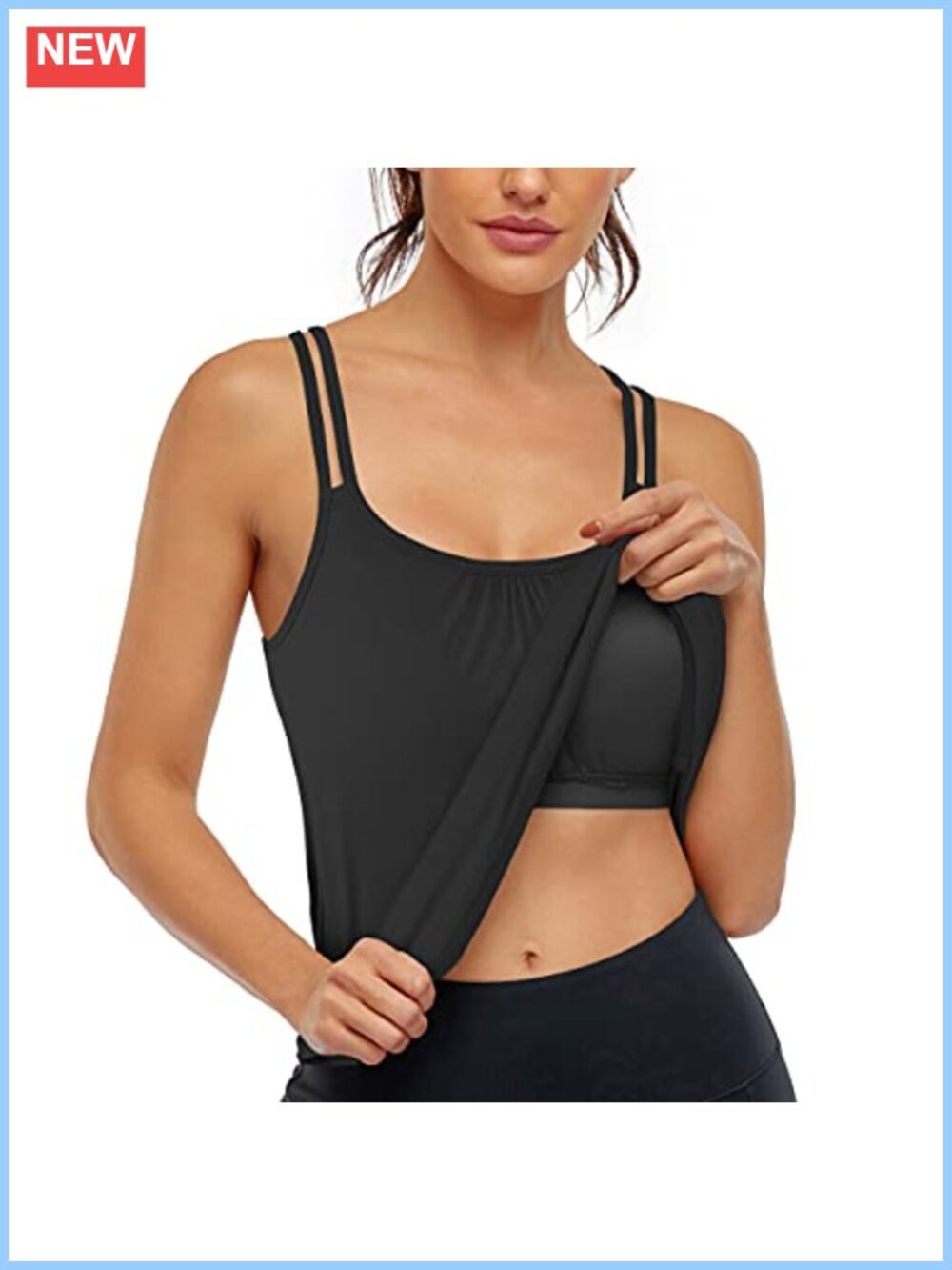 Hibelle Womens Yoga Racerback Tank Top with Built in Shelf Bra